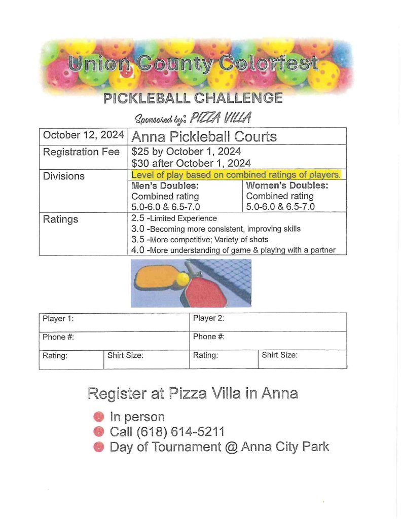 2024 union county colorfest pickleball challenge flyer graphic